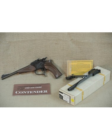 Einzellader Pistole,  Thompson Center Mod. Contender,  Kal. .30-30 mit Wechselläufen im Kal. .222Rem., u. .22lr.